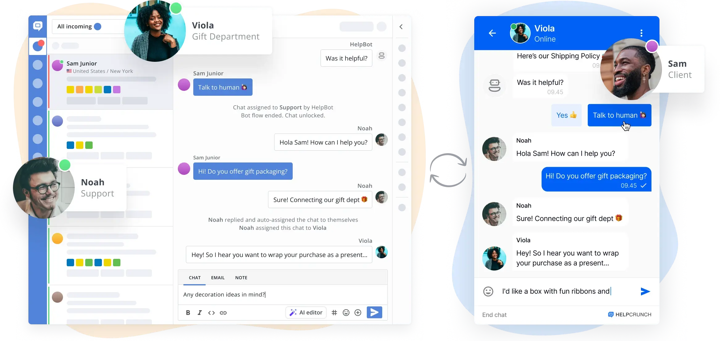 Live chat and shared inbox software by HelpCrunch