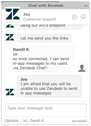 Zendesk live chat
