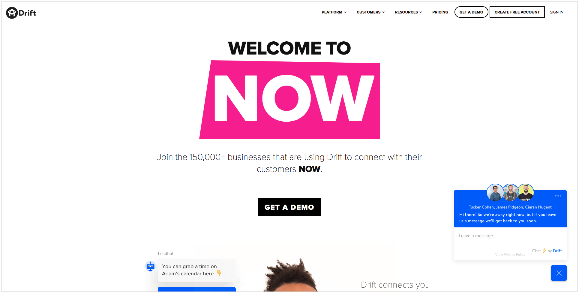 Drift website and live chat