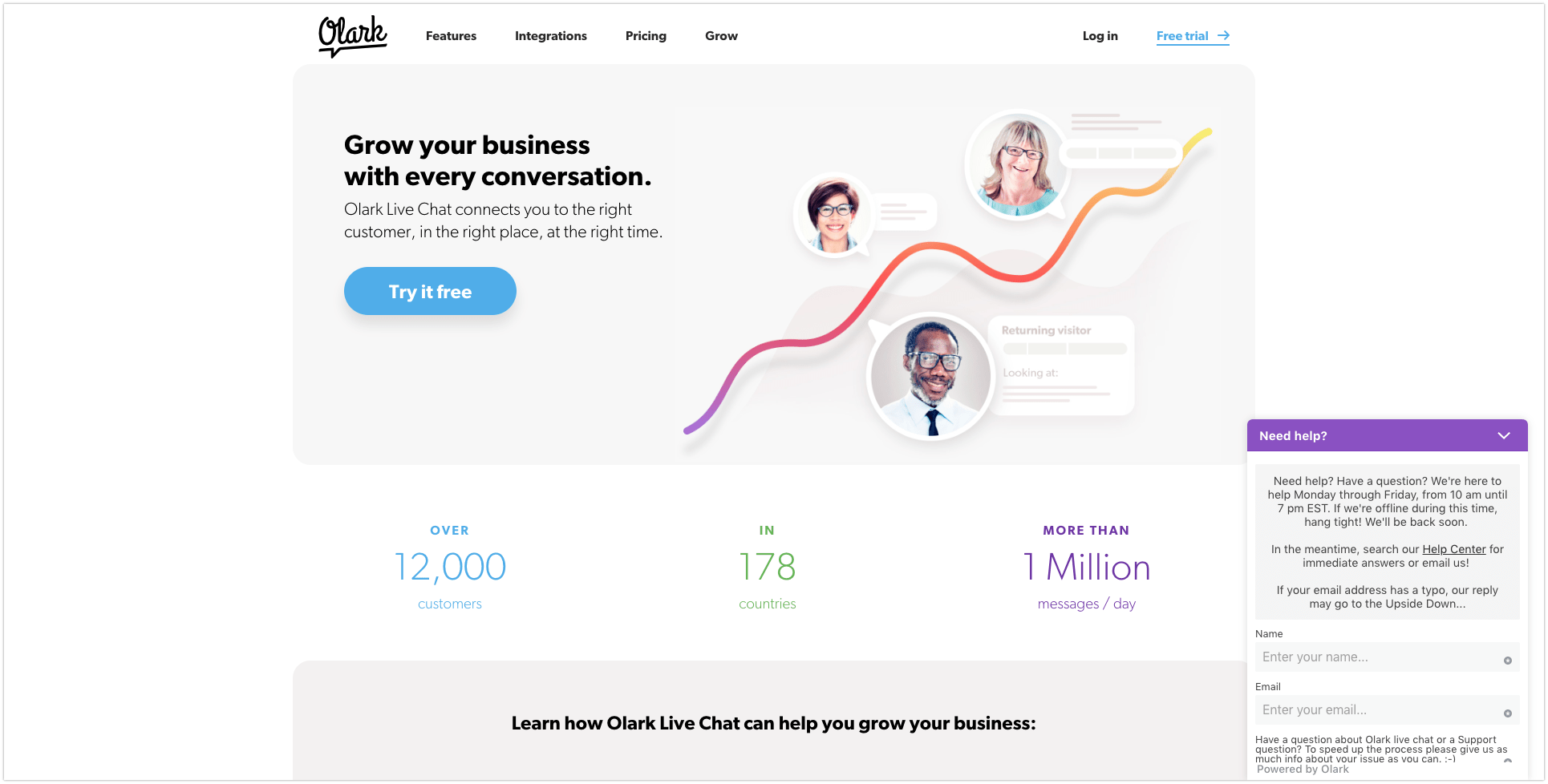 Olark live chat website