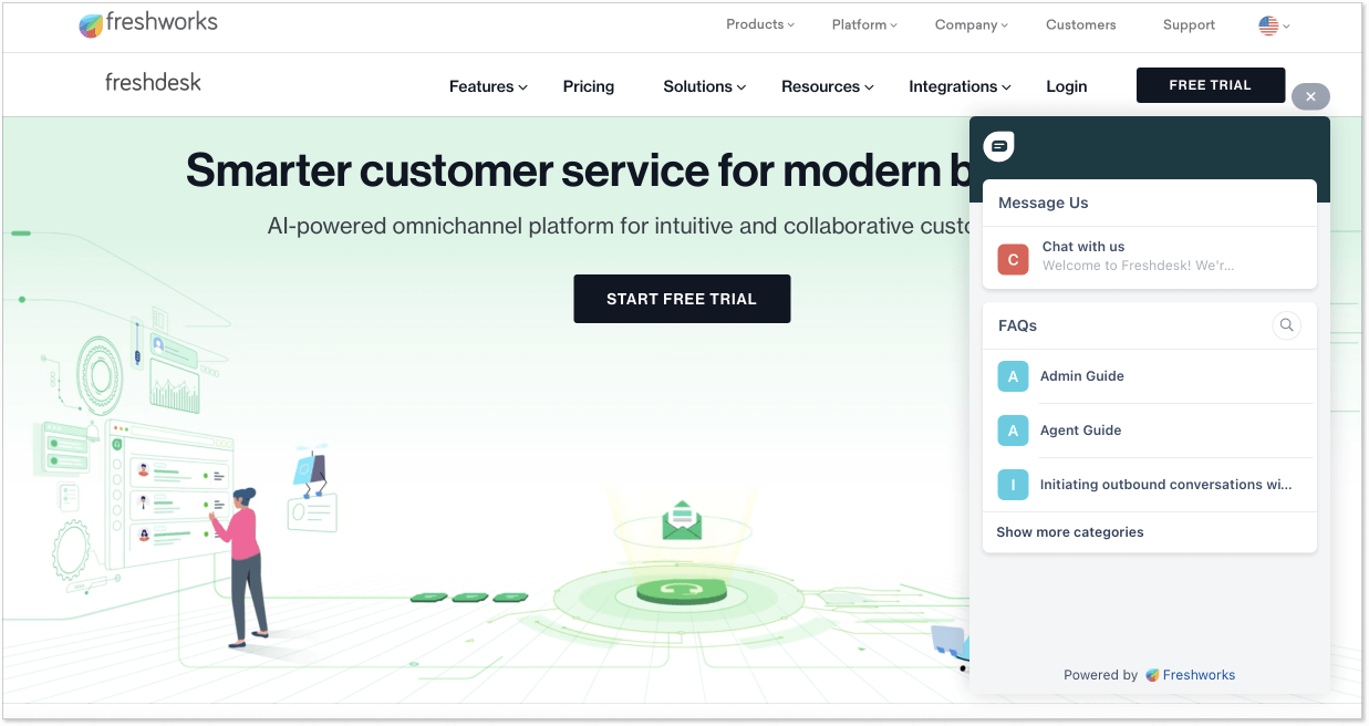 Freshdesk landing page