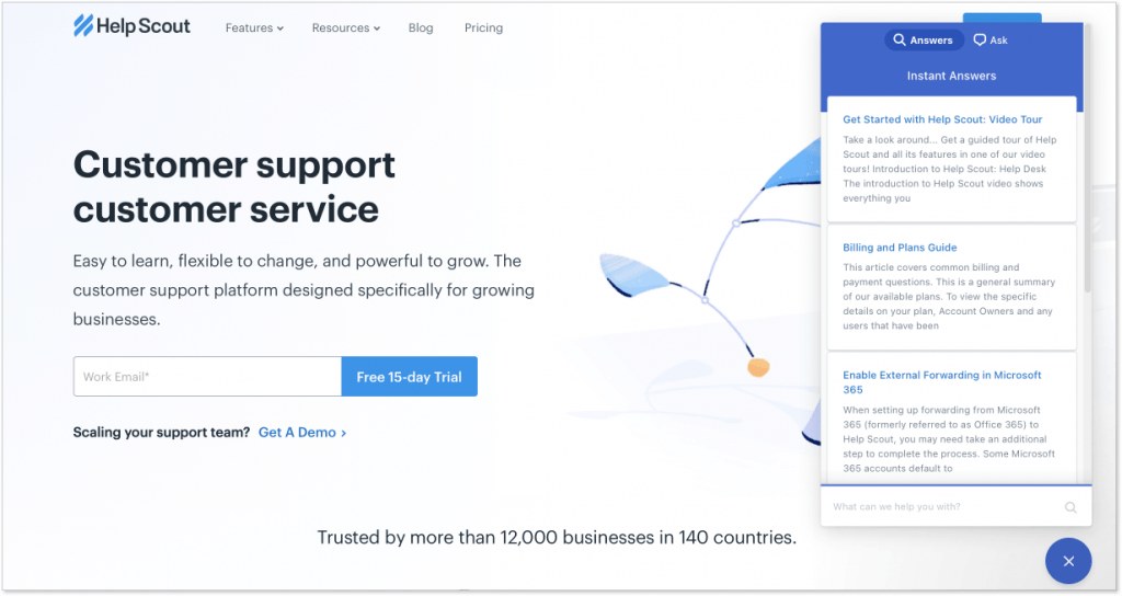 Help Scout landing page