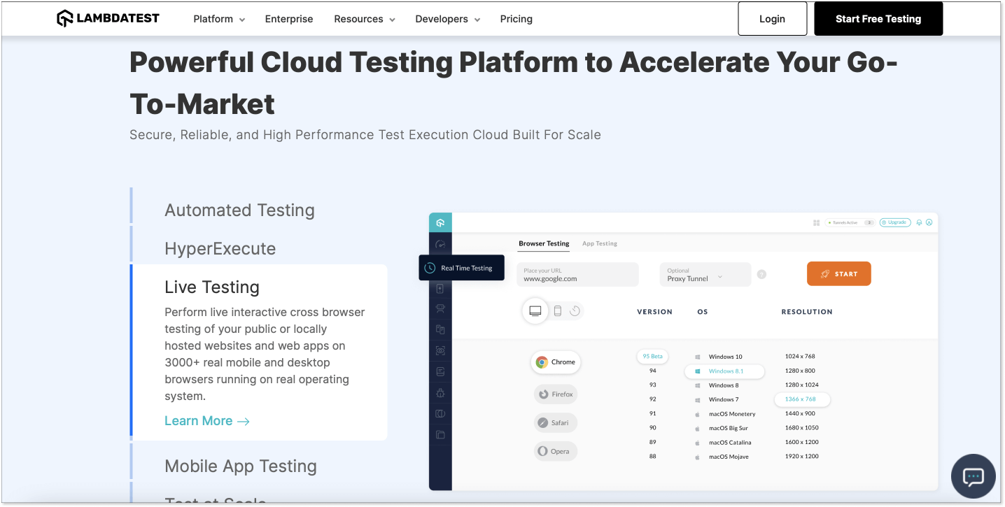 Lambdatest-homepage