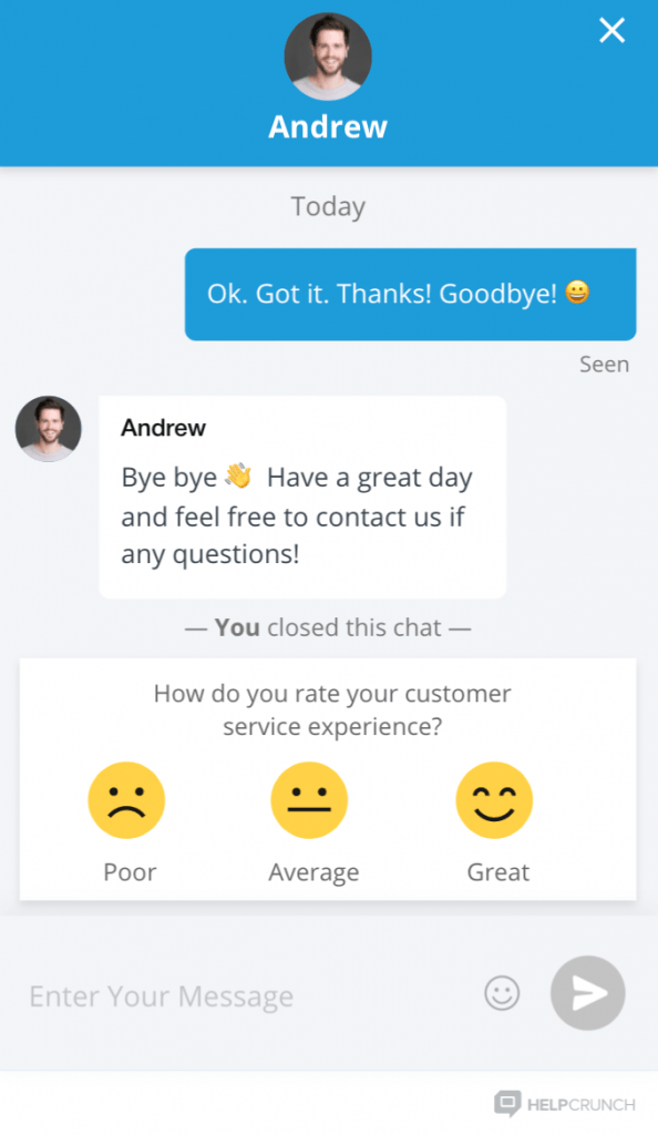 Chat ratings in HelpCrunch