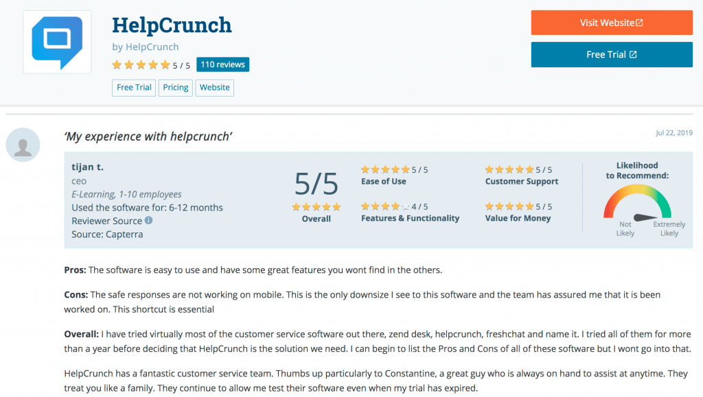 Online ratings/review - customer satisfaction metrics