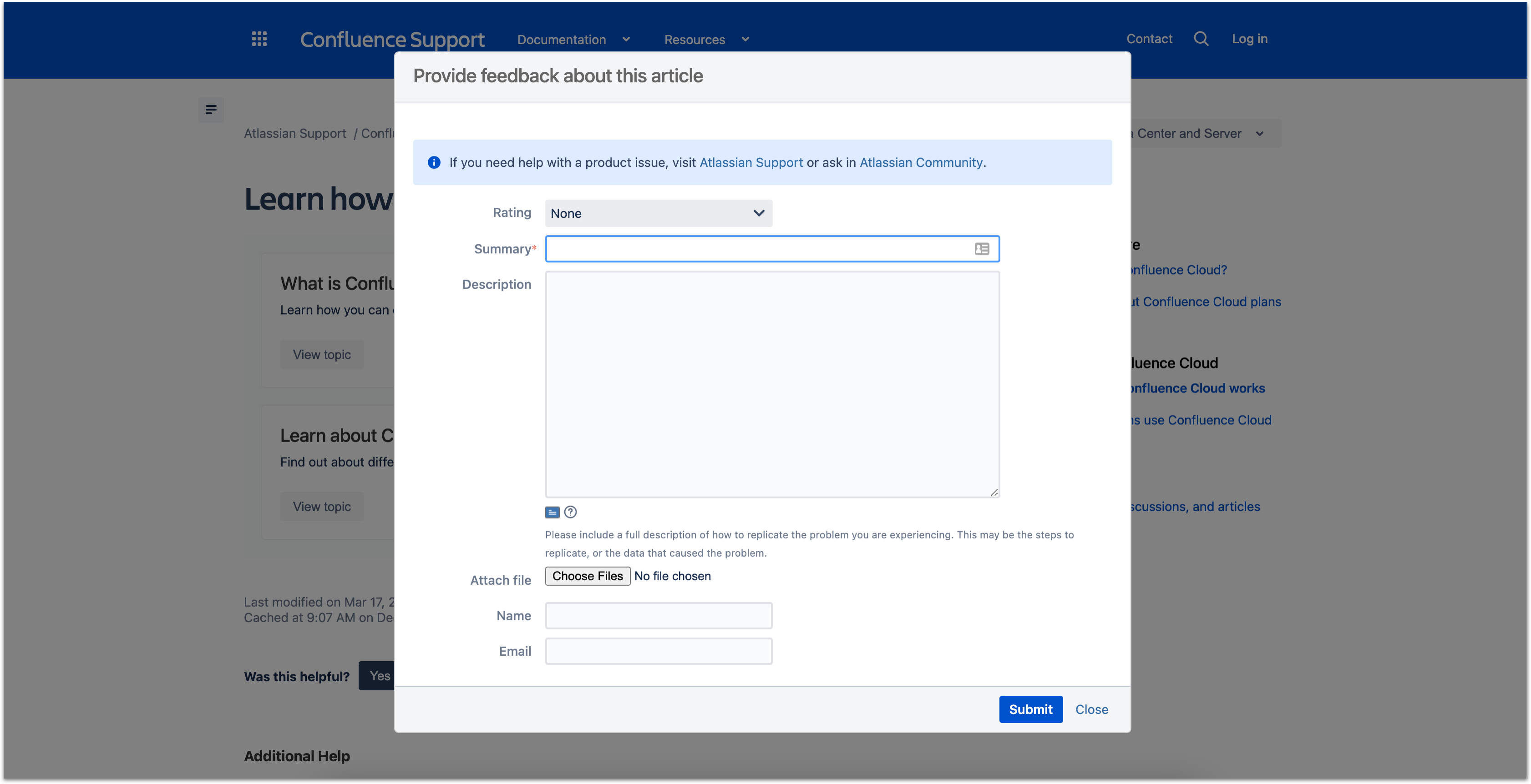 Atlassian knowledge base rating system