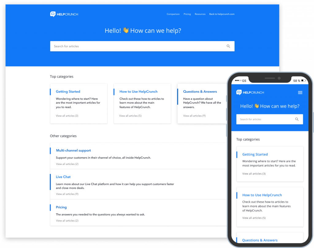 HelpCrunch Knowledge base