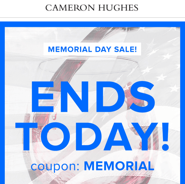 Cameron Hughes promotion email examples