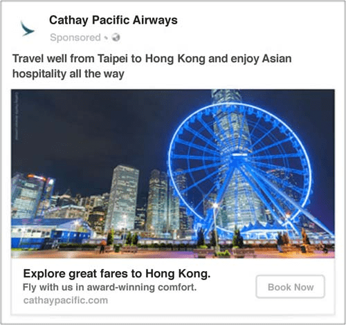 Cathay Pacific Airways dynamic ad example