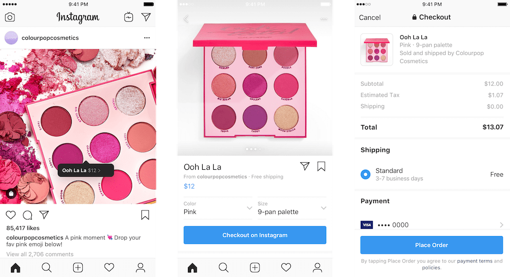 Instagram shopping tools example