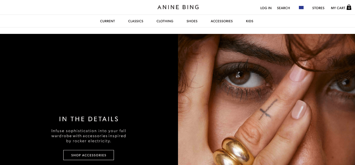 Anine Bing page design example