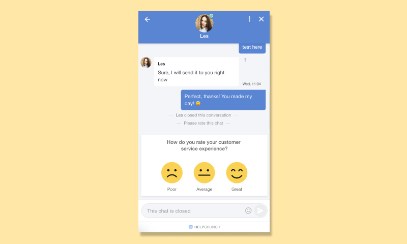 Chat rating in HelpCrunch