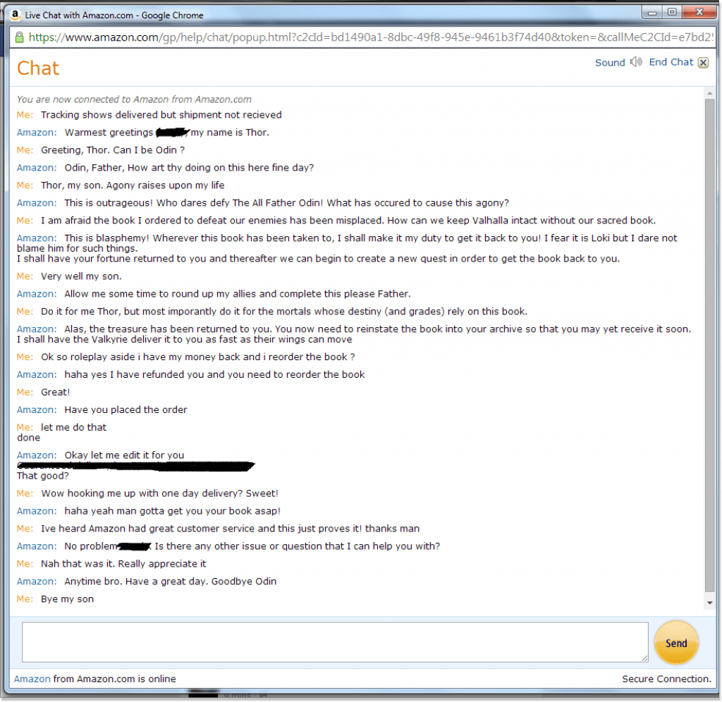 Chat with an Amazon customer service rep