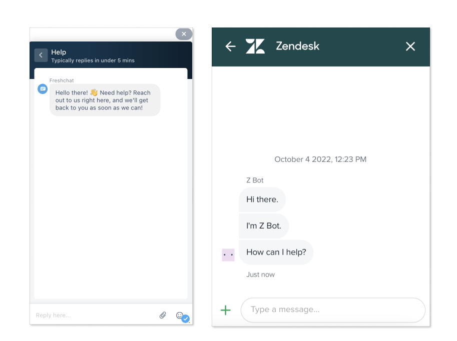 Freshdesk vs Zendesk live chat widget comparison