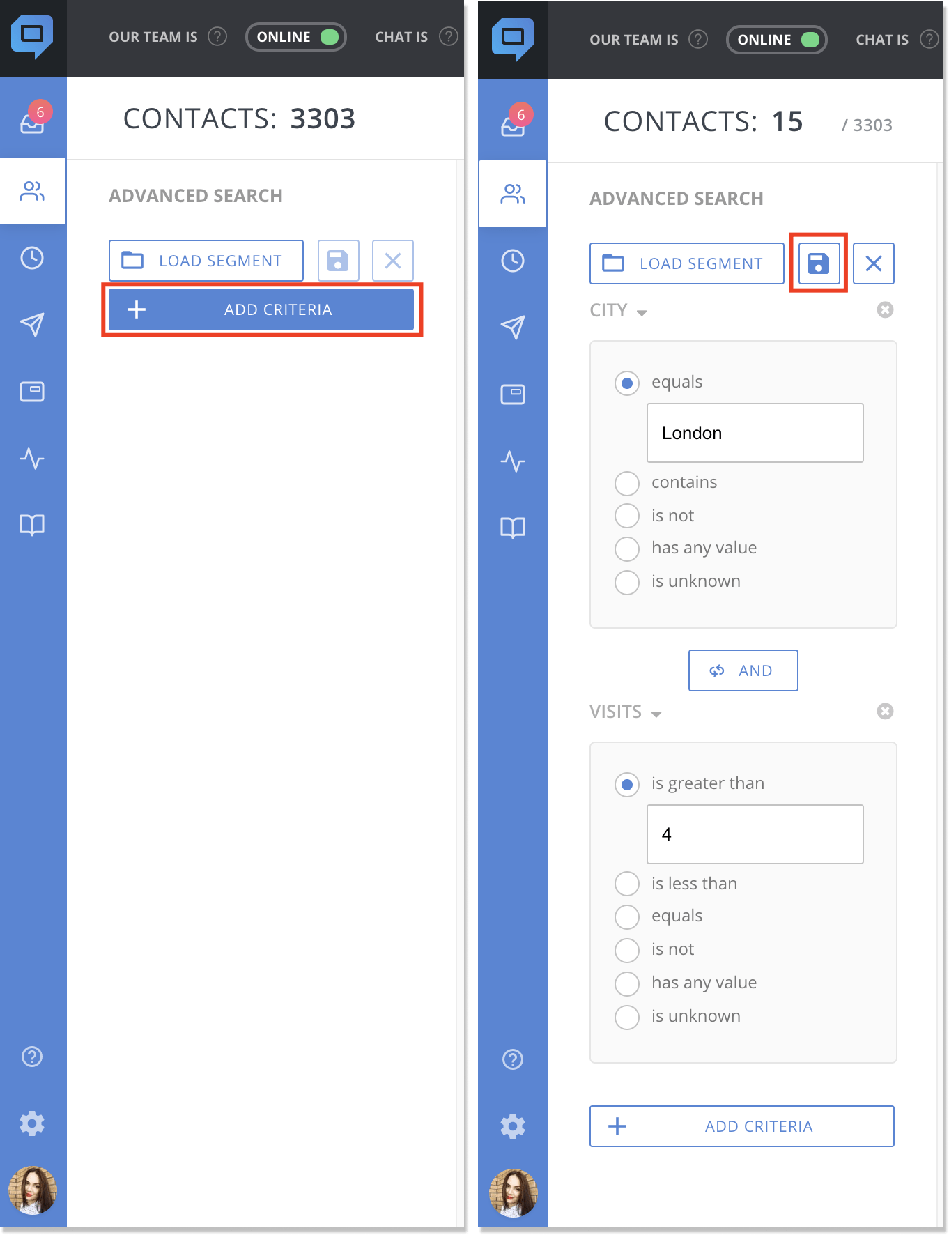 customer segmentation example by HelpCrunch