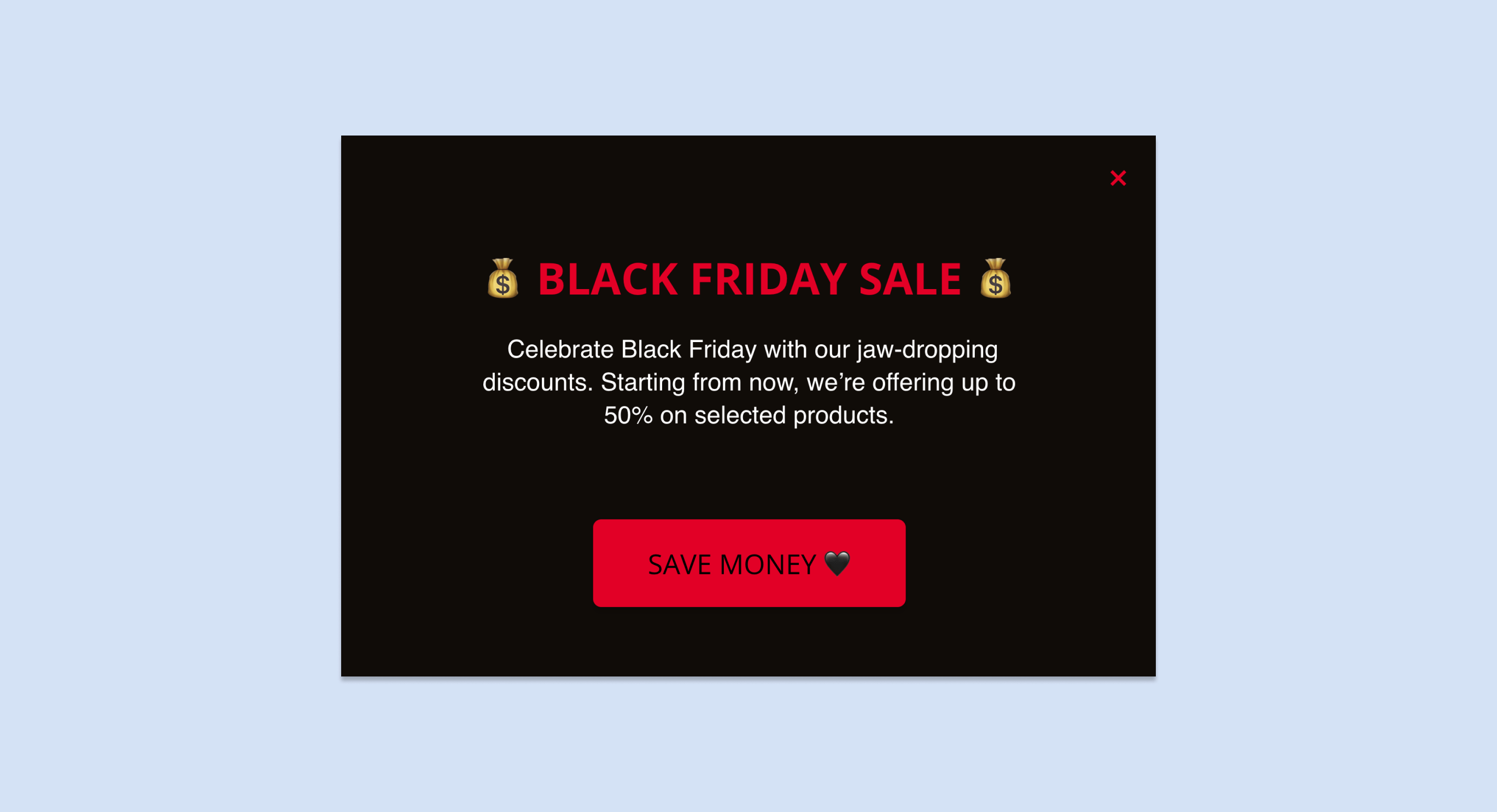 Black Friday website popup