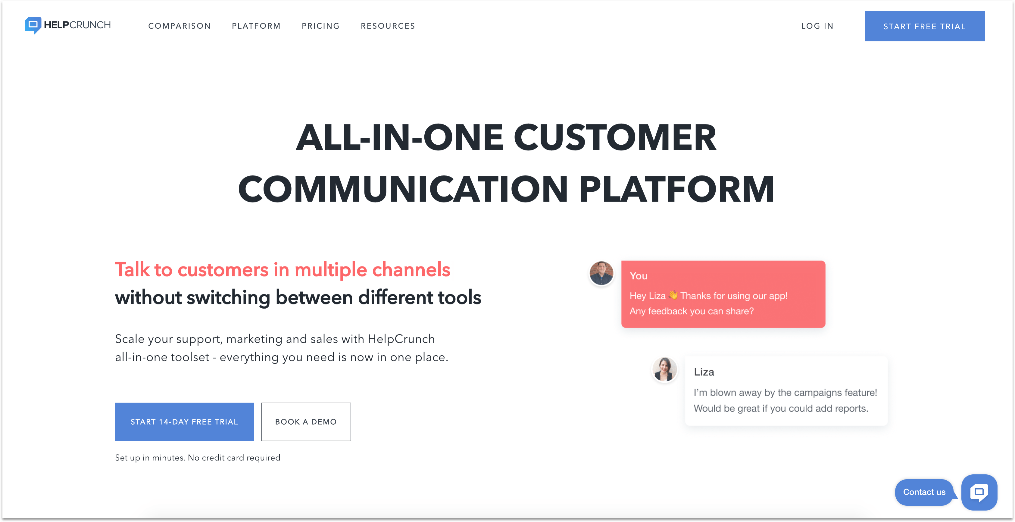 HelpCrunch homepage