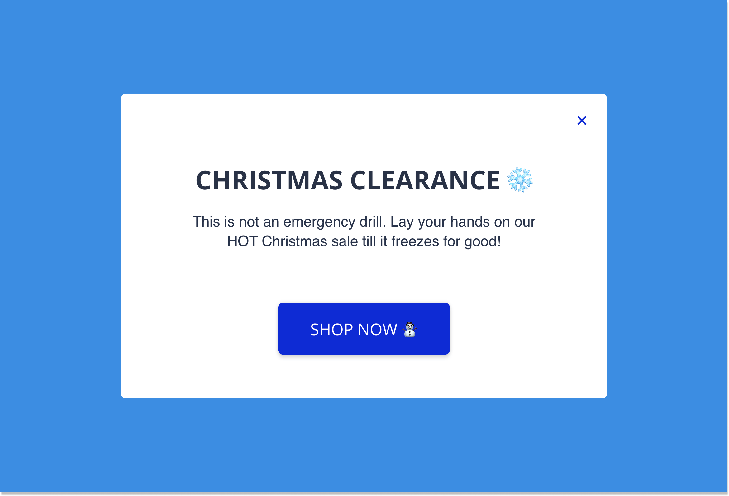 christmas clearance popup