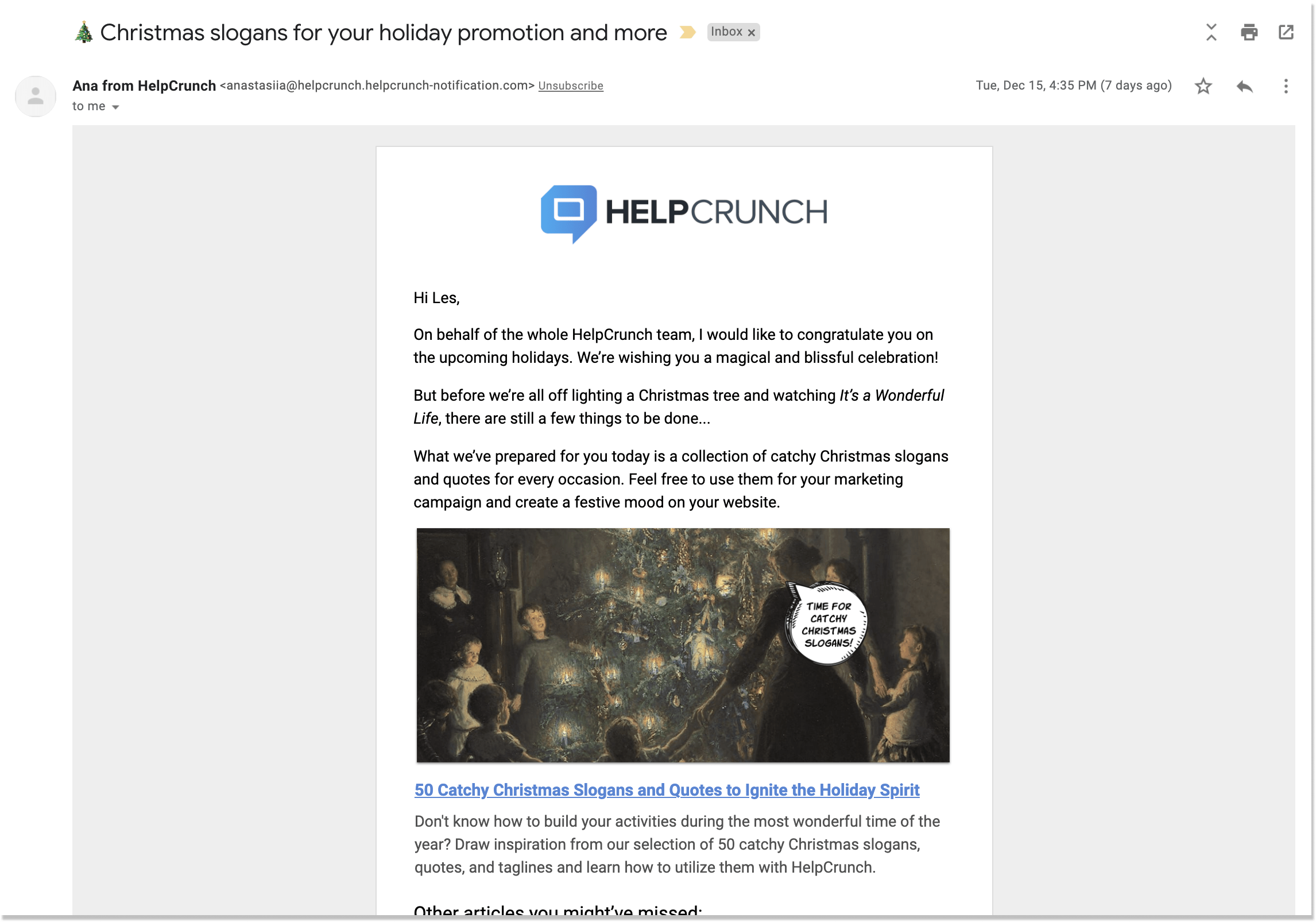 helpcrunch blog email newsletter 