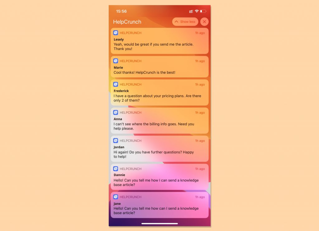 helpcrunch push notifications