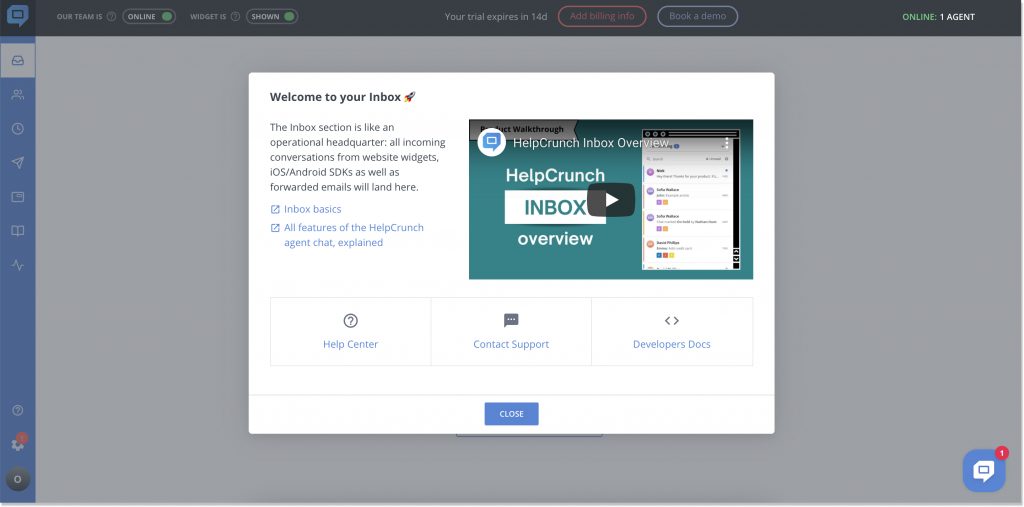 HelpCrunch Inbox Overview video