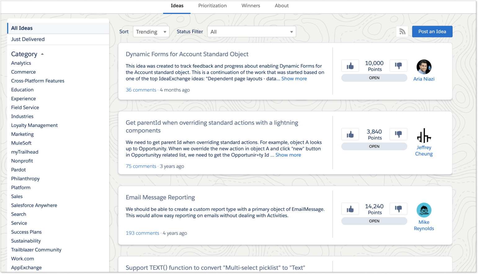 IdeasExchange platform by Salesforce