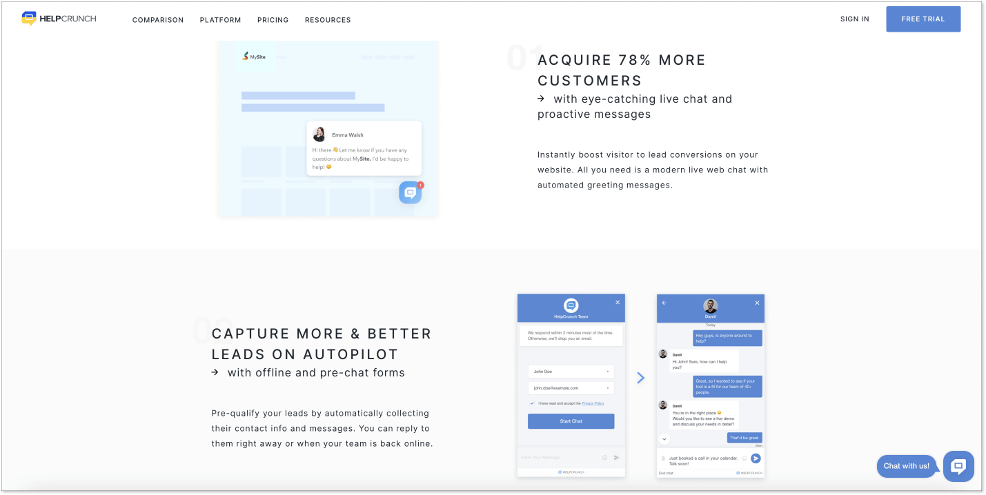 HelpCrunch-live-chat-landing-page