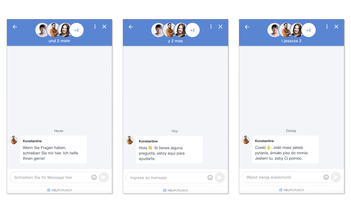 Multilingual chat window at HelpCrunch