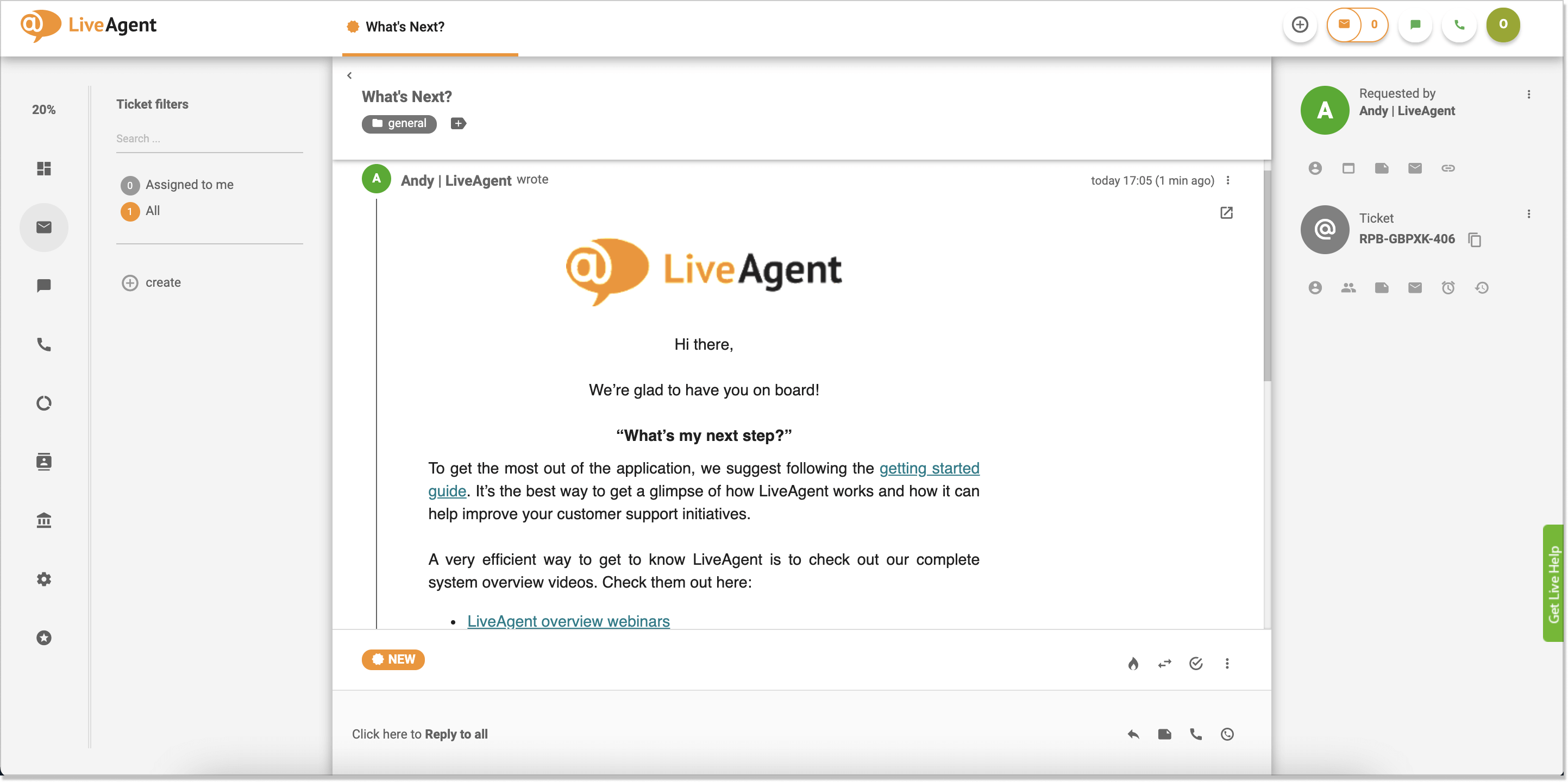LiveAgent dashboard