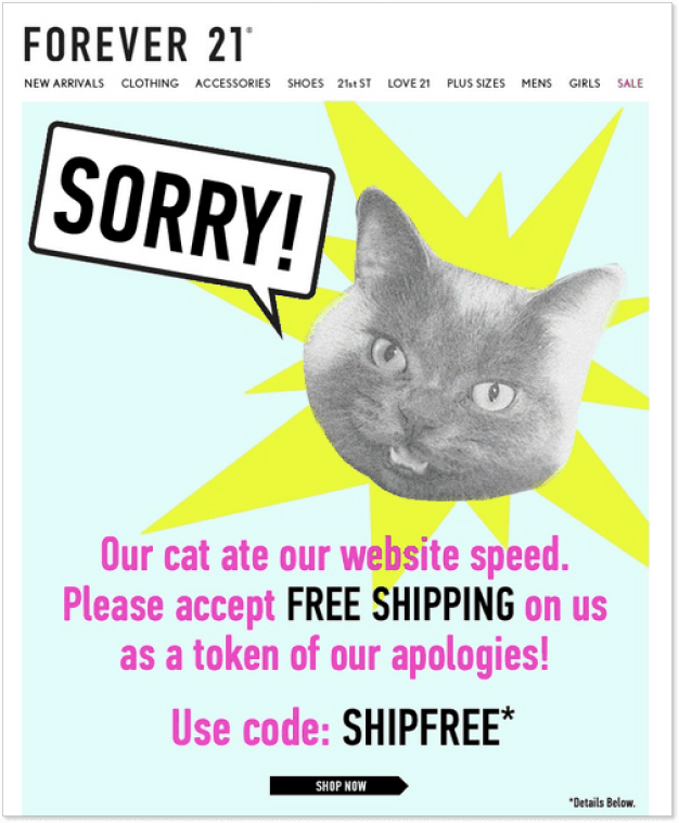 Forever 21 apology email