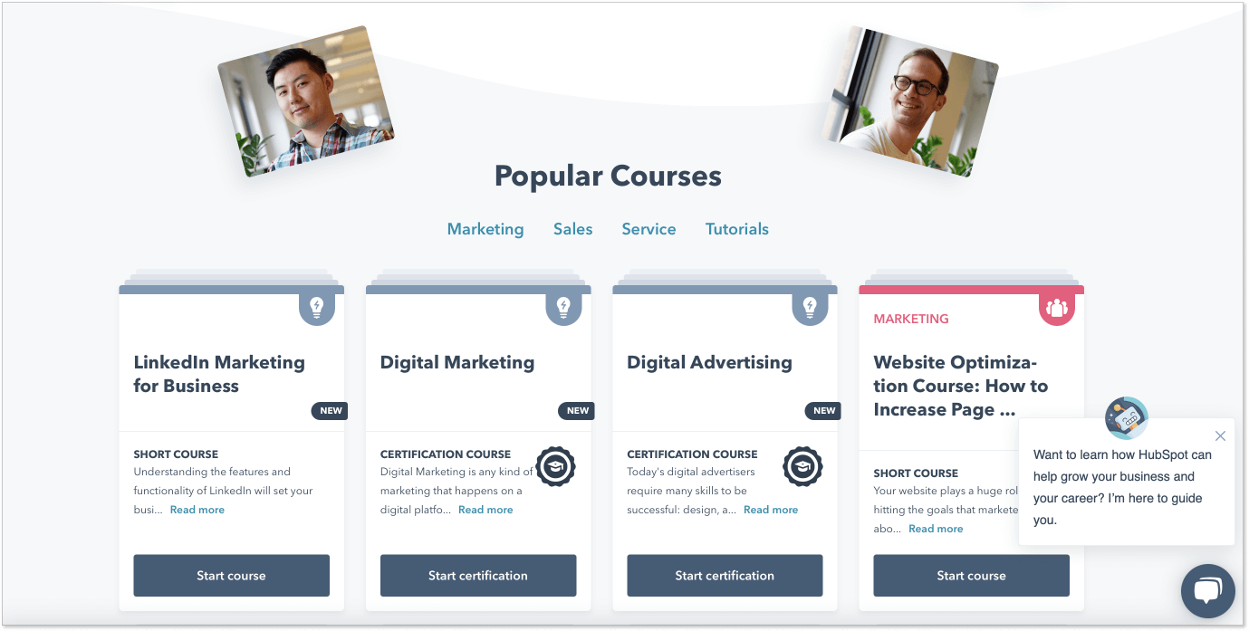 HubSpot Academy courses