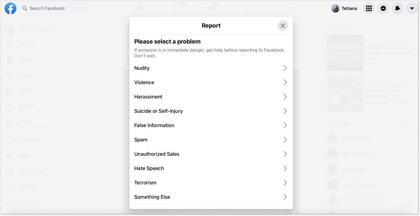 facebook-report-a-problem