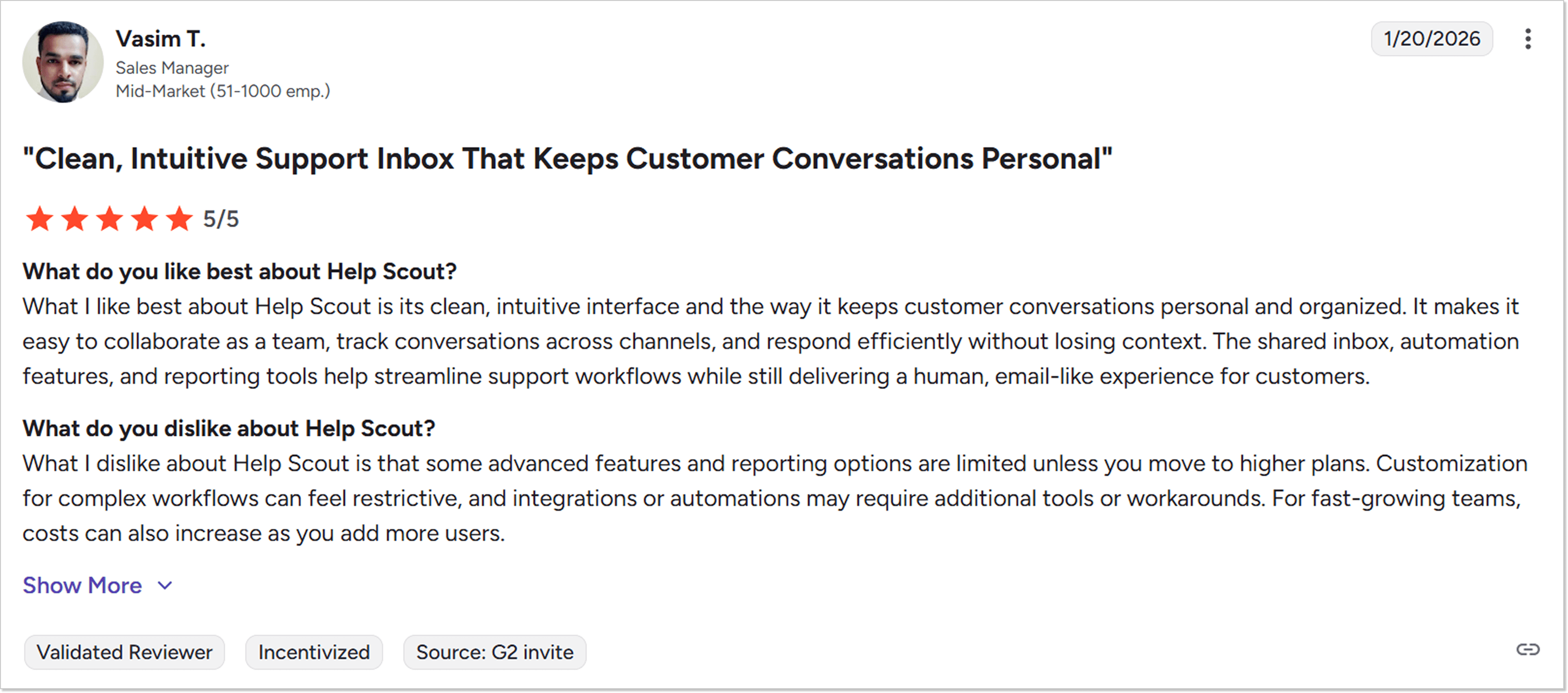 Help Scout customer review