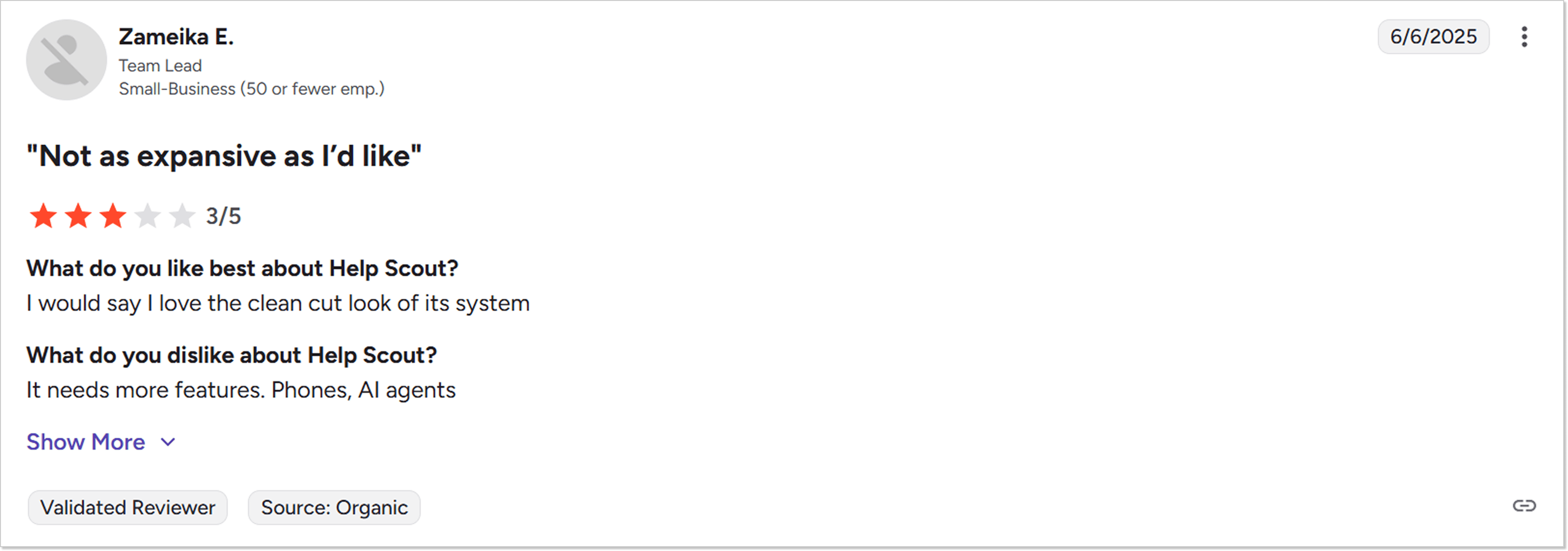 Review from Help Scout's customer