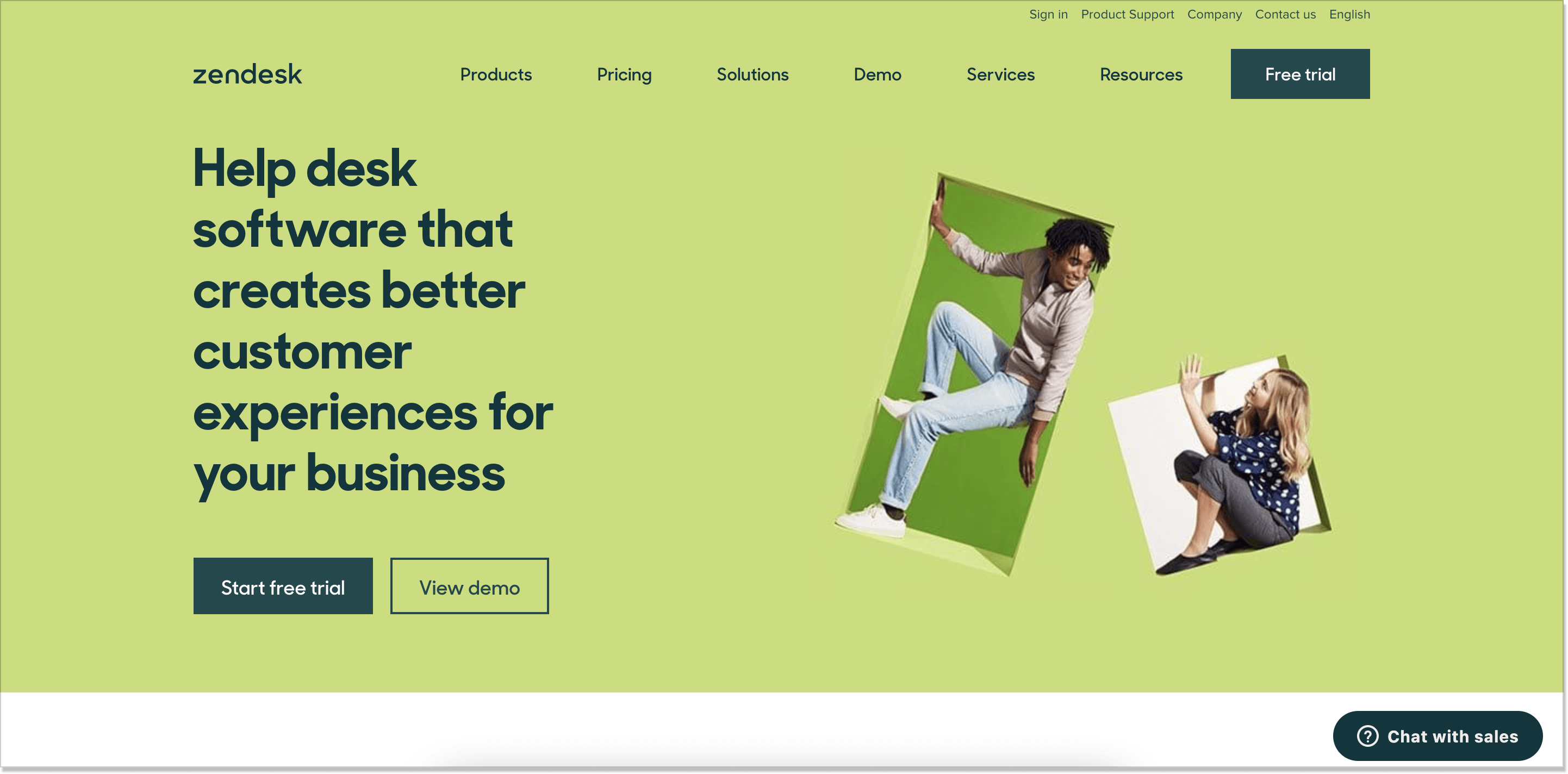 Zendesk help desk homepage