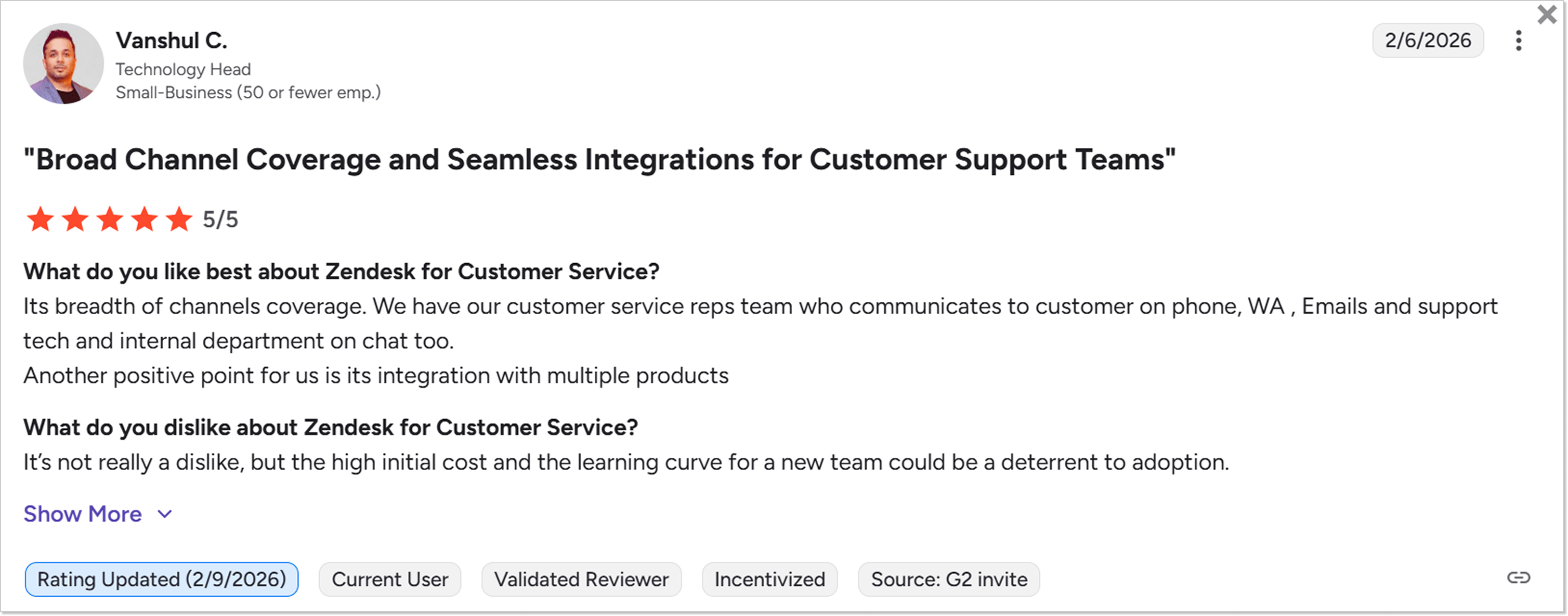 Zendesk customer review
