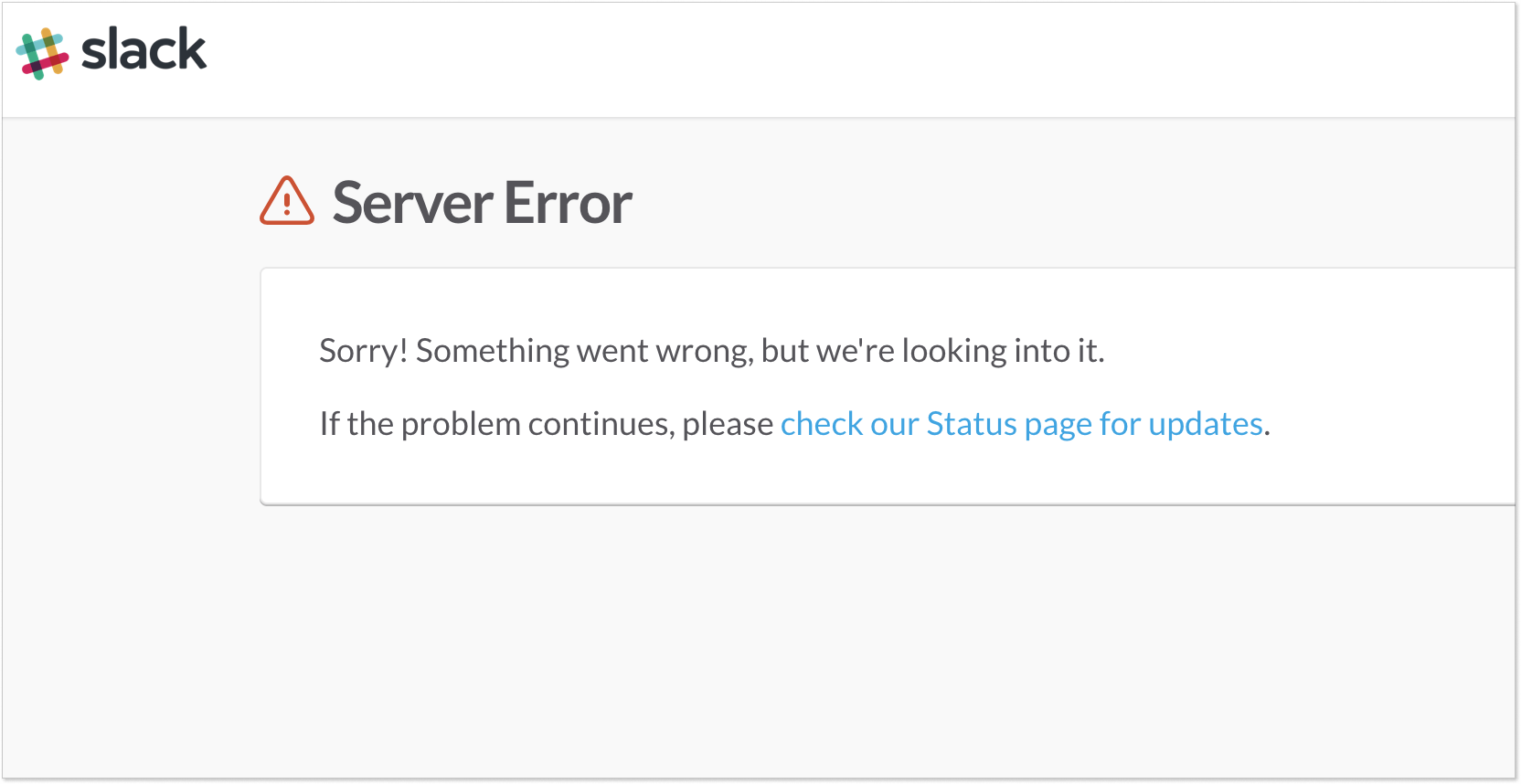 Slack error message