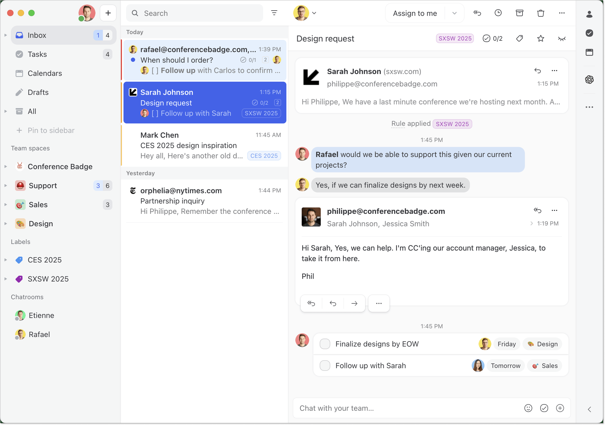 Missive shared inbox screenshot