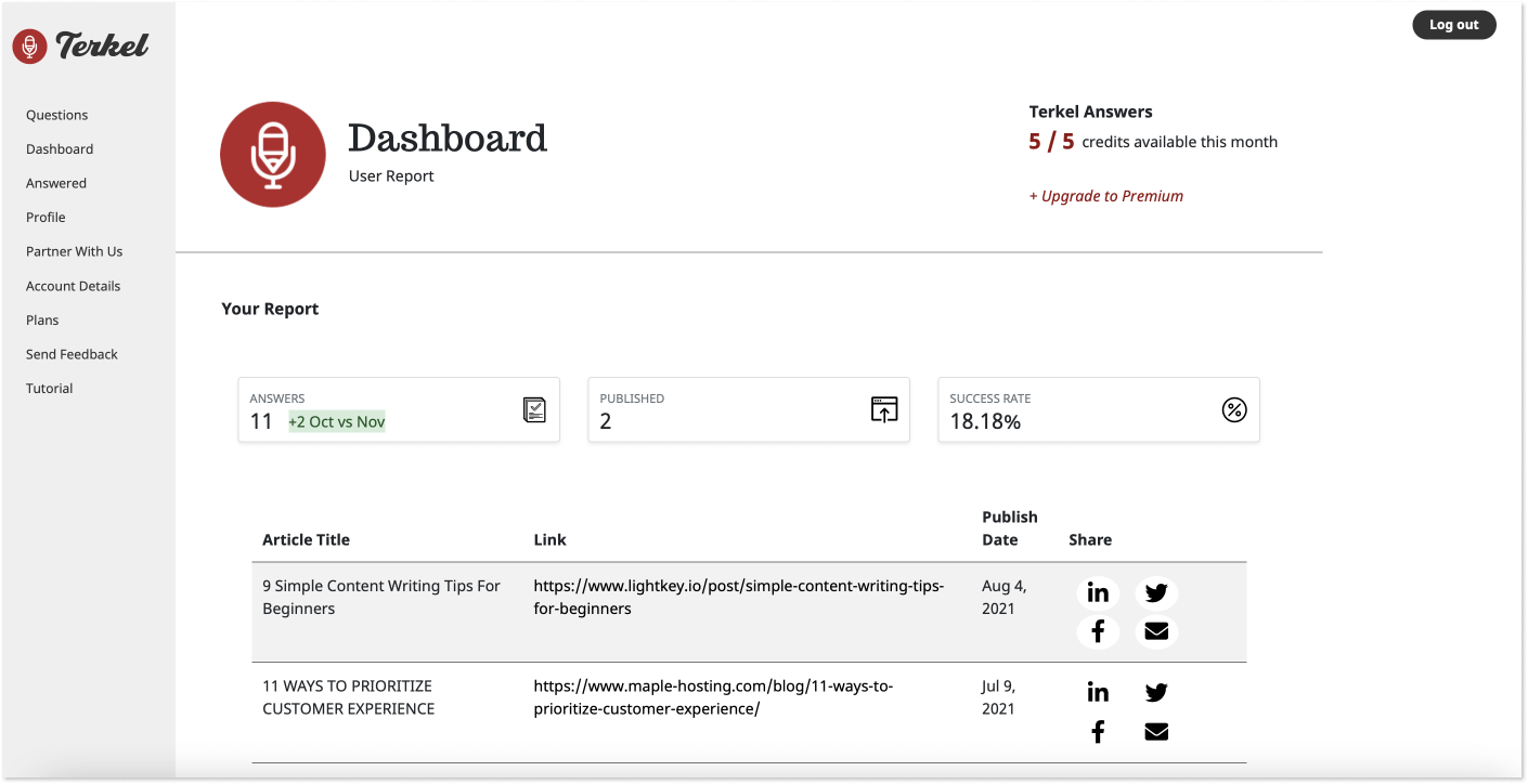 Terkel customer self service portal 