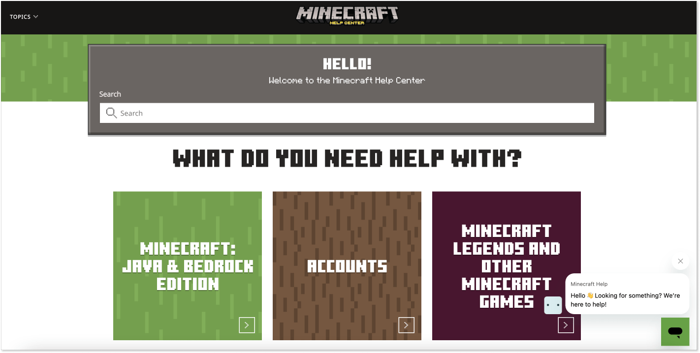 Minecraft FAQ example