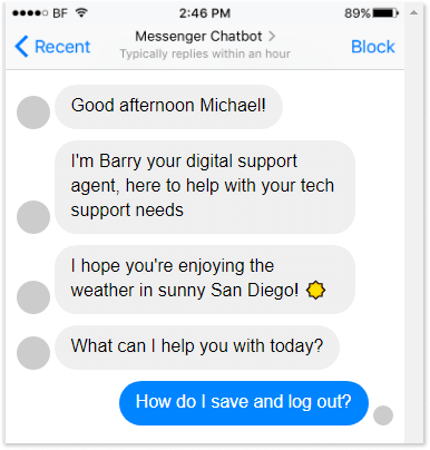 Chatbot personalized message