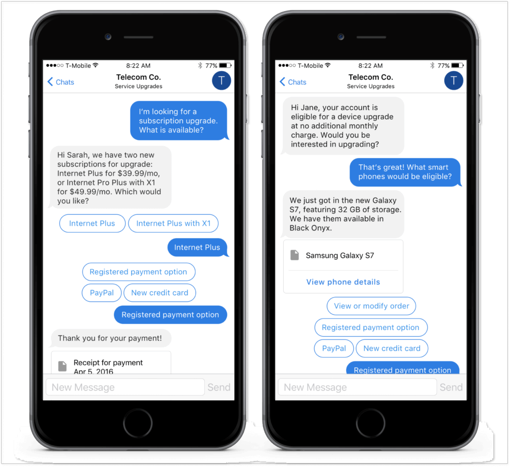 An example of chatbot cross sell