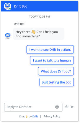 Drift chatbot UI