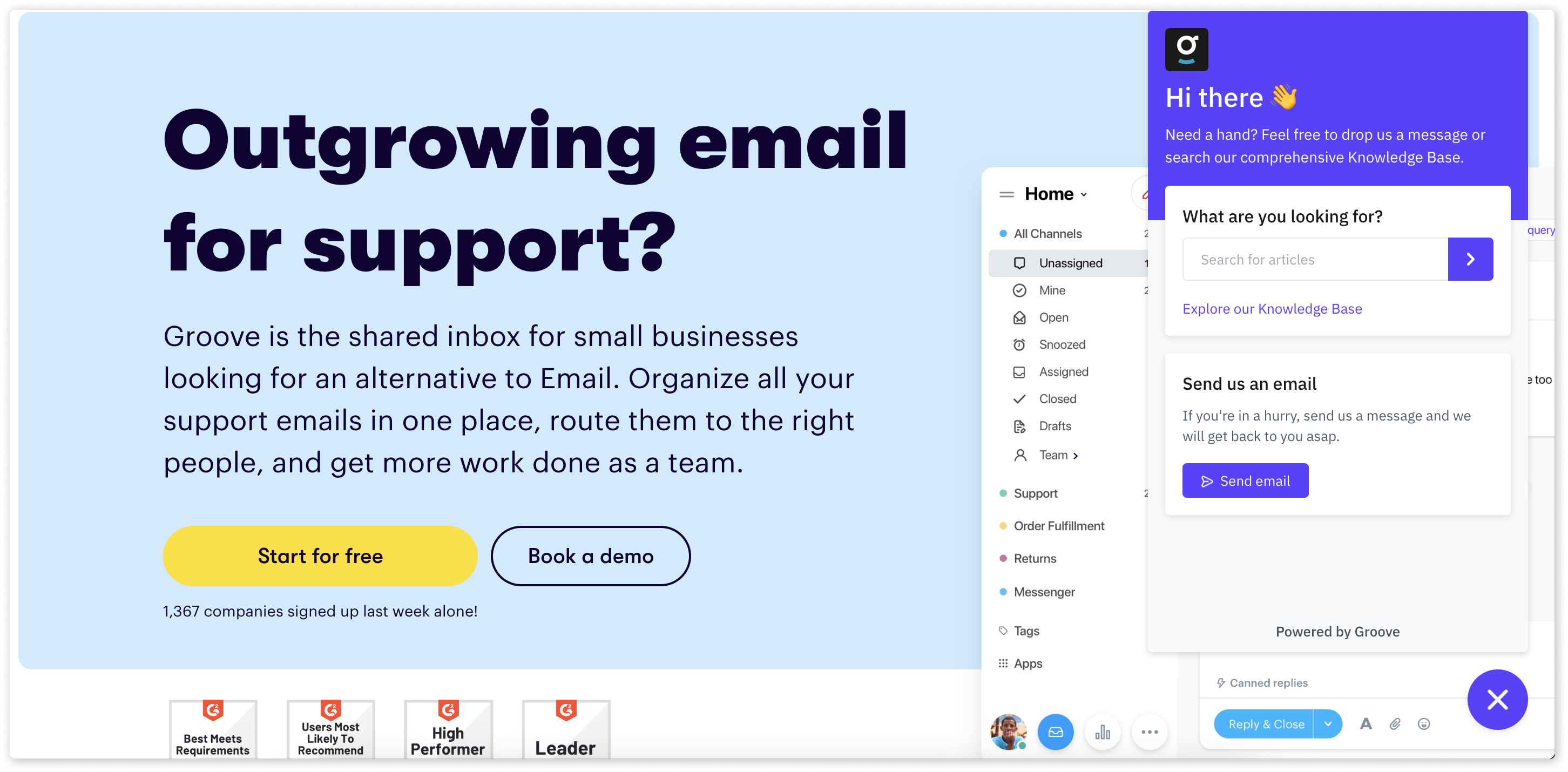 Groove - modern shared inbox tool with live chat integration