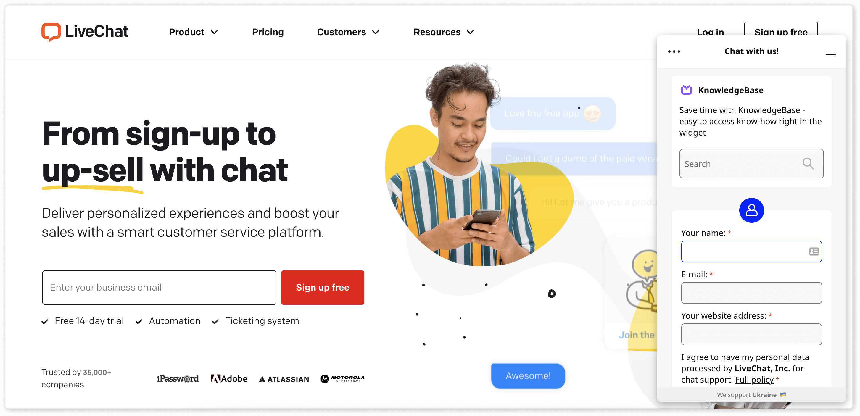 LiveChat - best customer service software for website live chat