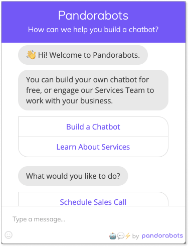 Pandorabots chatbot UI