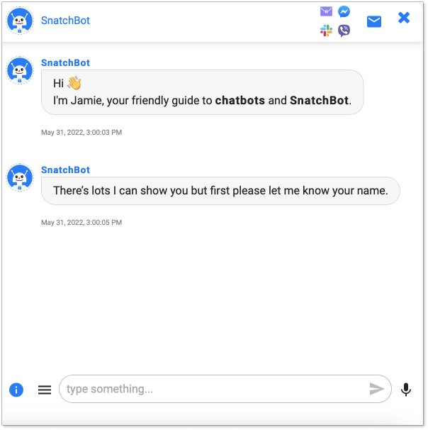 SnatchBot chatbot UI