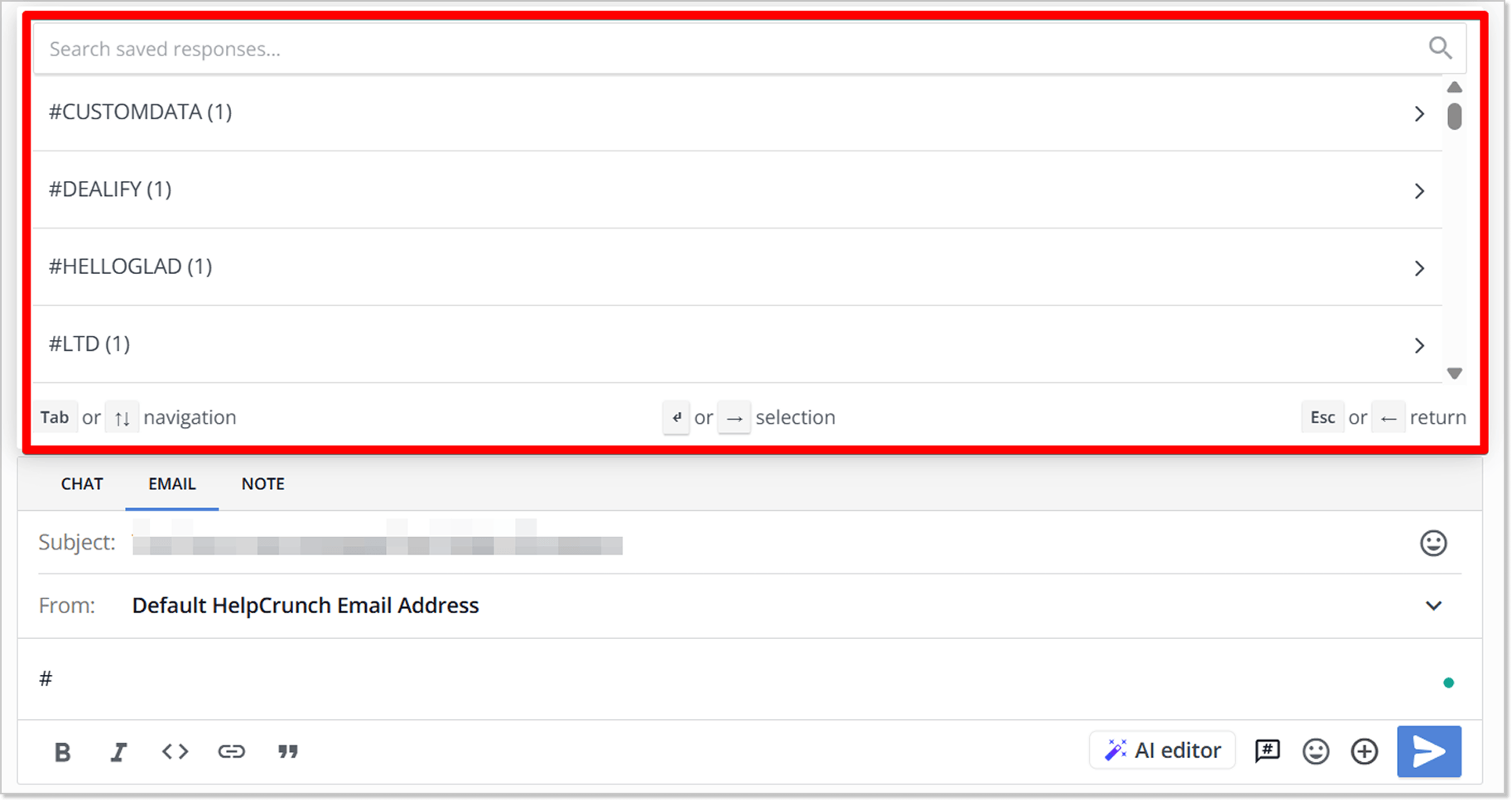 How to trigger a saved response in HelpCrunch