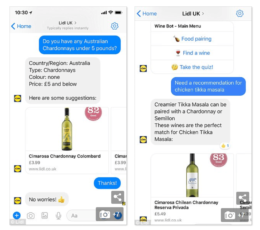 Chatbot example ecommerce