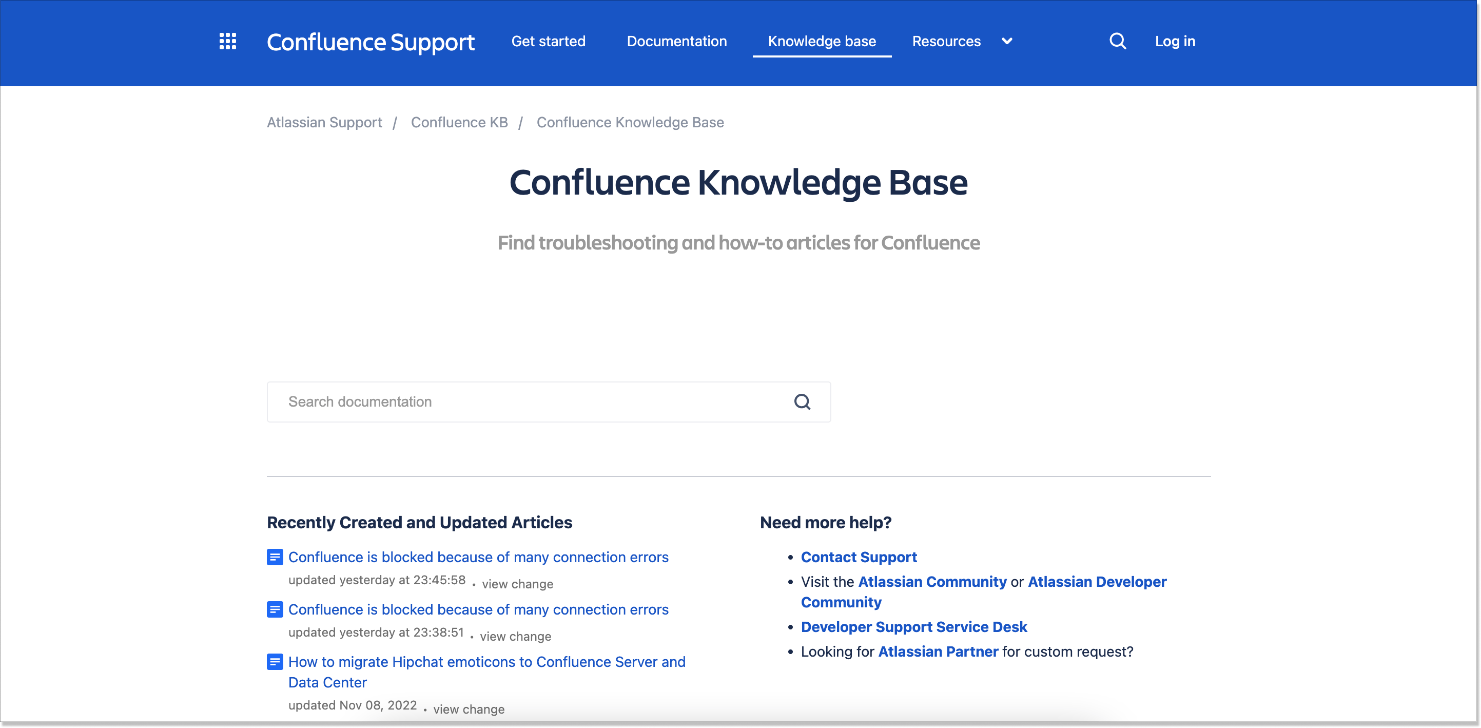 Confluence SaaS knowledge base